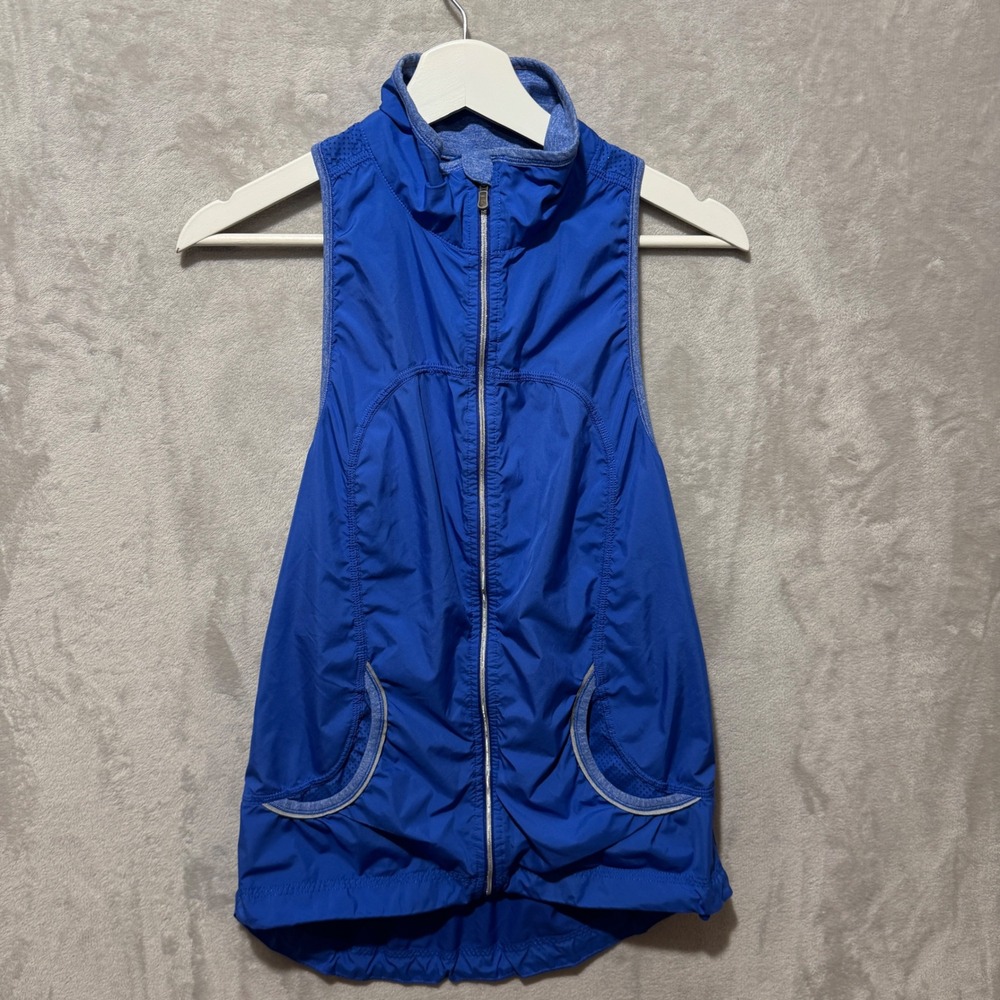 Lululemon Run Lite Shell Vest Blue Racerback Full Zip Mesh Back Running Top